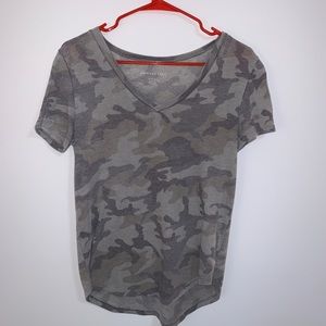 Camo V Neck Top